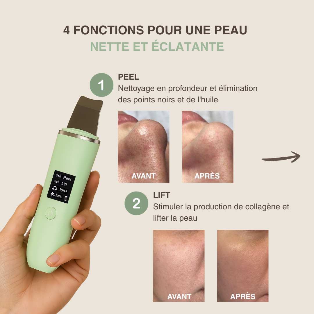 Épurateur de peau ultrasonique - 4 modes